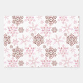 Custom Photo Red and Pink Snowflakes Set of 3 Wrapping Paper Sheets (Front 3)