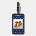 Custom Photo Red And White Buoy Pattern Luggage Tag
