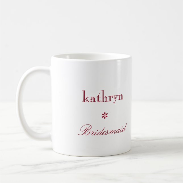 Custom photo red argyle preppy bridesmaid coffee mug (Left)