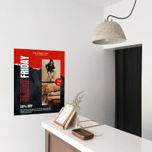 Custom Photo Red Black Friday Product Promo Poster