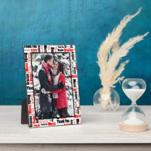 Custom Photo Red Black Thank You Framing Plaque
