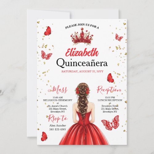 Custom Photo Red Royal Quinceañera Invitation