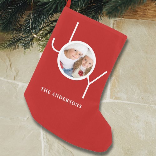 Custom Photo Red Small Christmas Stocking