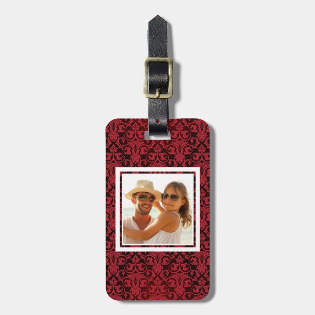 Custom Photo Red wallpaper 2 Luggage Tag (Front Vertical)