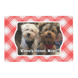 Custom Photo Red & White Country Farmhouse Plaid Placemat