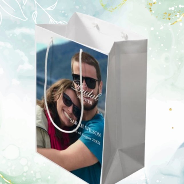 Custom Photo Relaxed Beach Wedding Medium Gift Bag (Celebrate love with a custom photo relaxed beach wedding gift bag,  )