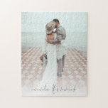 Custom Photo Remember This Moment Newlyweds Jigsaw Puzzle<br><div class="desc">Romantic Custom Photo Remember This Moment Newlyweds. Simply replace the sample photo with your own favorite of portrait orientation and of high resolution. Romantic saying Remember This Moment is in an elegant set script at the bottom. You can change the color of this text if necessary to better suit your...</div>