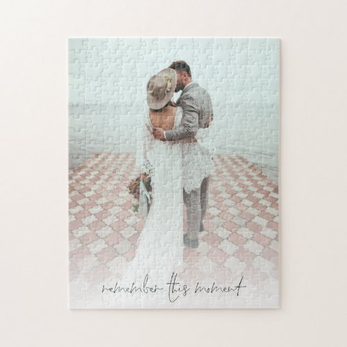 Custom Photo Remember This Moment Newlyweds Jigsaw Puzzle