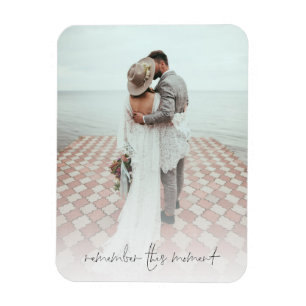 Custom Photo Remember This Moment Newlyweds Magnet