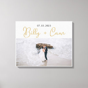 Custom Photo Remember This Moment Wedding Faux Canvas Print