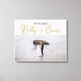 Custom Photo Remember This Moment Wedding Faux Canvas Print