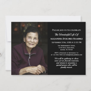 Custom Photo Remembrance Memorial Funeral Sympathy Invitation