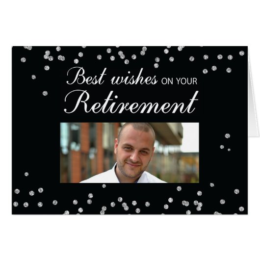 Custom Photo, Retirement Congratulations Black Cards (Front Horizontal)