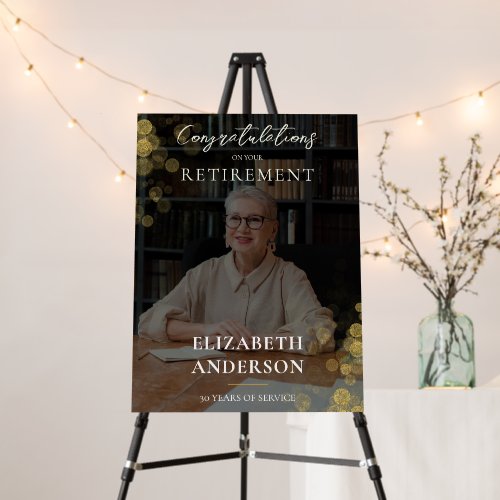 Custom Photo Retirement Party Gold Confetti