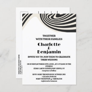 Custom Photo Retro Black & White 70s Wedding Invitation Postcard