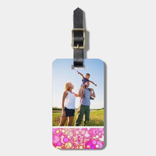 Custom Photo Retro Circles Luggage Tag (Front Vertical)