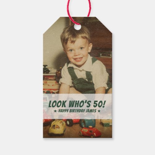 Custom Photo Retro Cool Fun Birthday Party Gift Tags