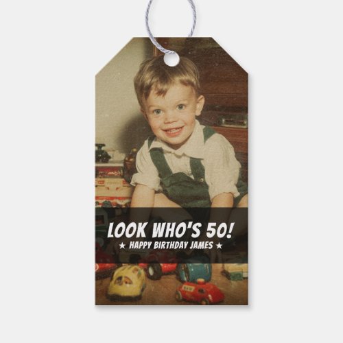 Custom Photo Retro Cool Fun Birthday Party Gift Tags
