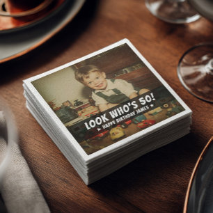 Custom Photo Retro Cool Fun Birthday Party Napkins