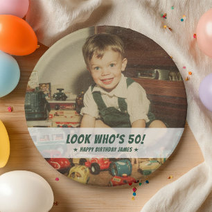 Custom Photo Retro Cool Fun Birthday Party Paper Plates
