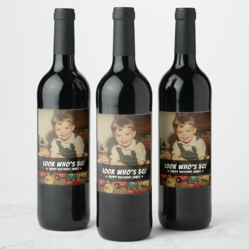 Custom Photo Retro Fun Birthday Party Keepsake Wine Label