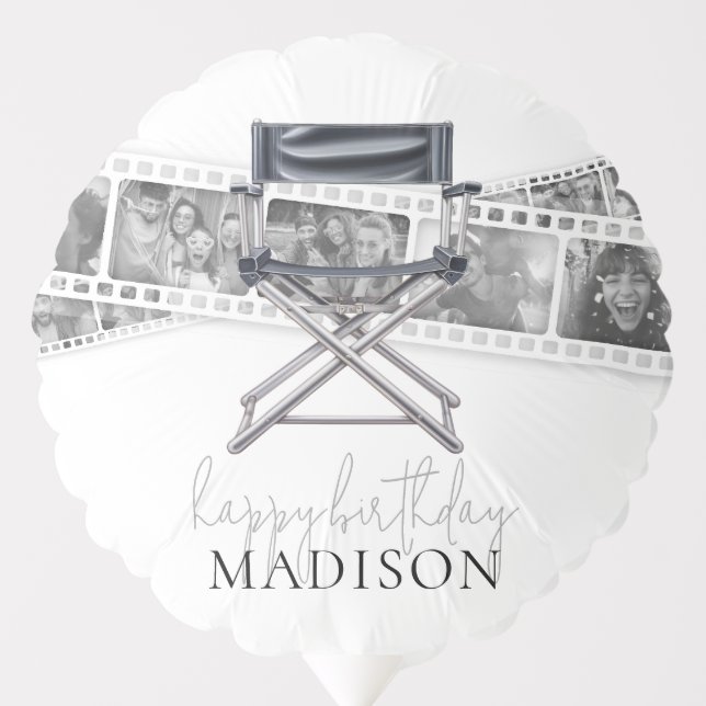 Custom Photo Retro Movie Night Adult Birthday Balloon (Front)