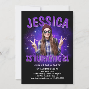 Custom Photo Retro Y2K Bootleg Rap Birthday Invitation
