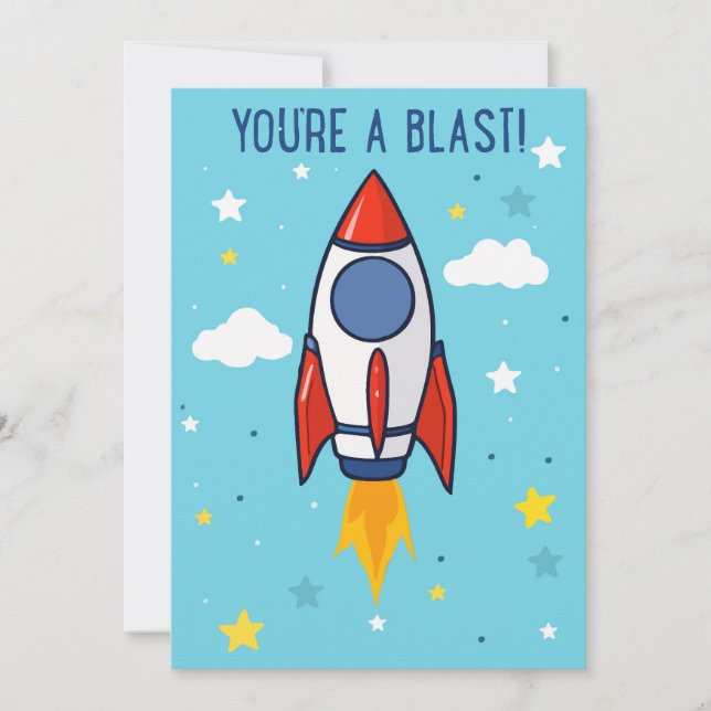 Custom Photo Rocket You're a blast Birthday Card (Front)