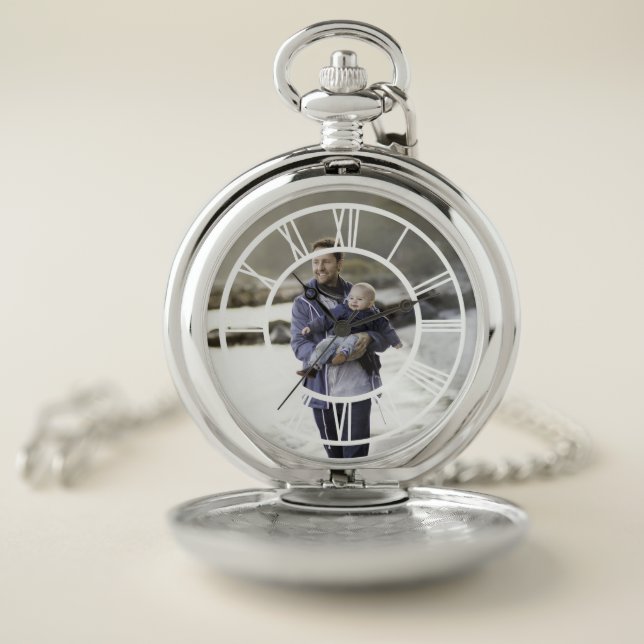 Custom Photo Roman Numeral Pocket Watch (Inside)