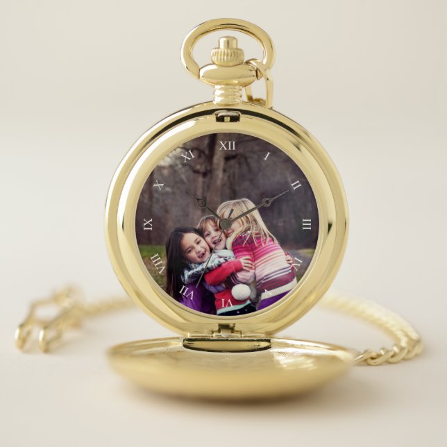 Custom Photo & Roman Numerals Pocket Watch (Inside)