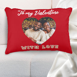 Custom Photo Romantic Heart Red Valentine’s Day Accent Pillow
