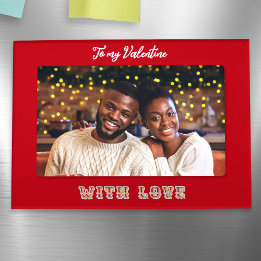 Custom Photo Romantic Heart Valentine’s Day Red Magnetic Frame