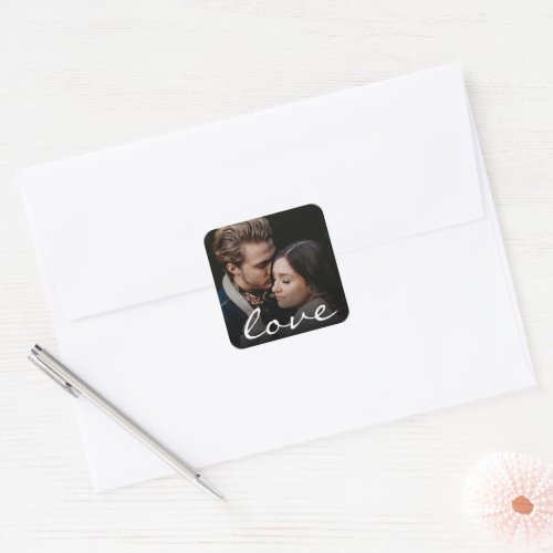 Custom Photo Romantic Love Script Make it Unique Square Sticker