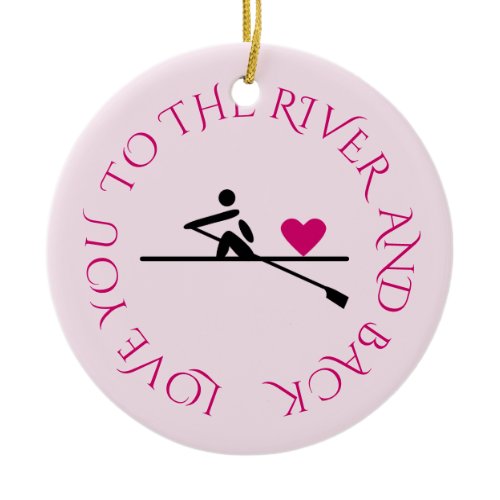 Custom photo romantic rower pink ceramic ornament