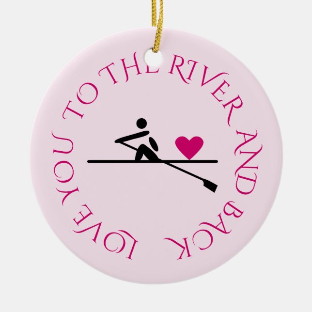 Custom photo romantic rower pink ceramic ornament (Front)