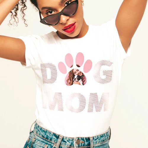 Custom Photo Rose_gold Dog Mom Paw Love T_Shirt