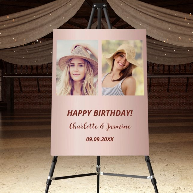 Custom photo rose gold friends birthday foam board (Creator Uploaded)