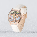 Custom Photo – Rose Gold & White Leather Watch<br><div class="desc">Celebrate mom with this custom photo analog wrist watch,  featuring elegant rose gold accents and a soft white leather strap. Personalize it with a family photo to create a timeless gift she'll cherish. Perfect for Mother’s Day,  birthdays,  or any occasion to show your love and appreciation.</div>