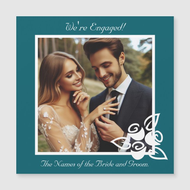 Custom Photo, Roses Engagement Announcement Card (Front)