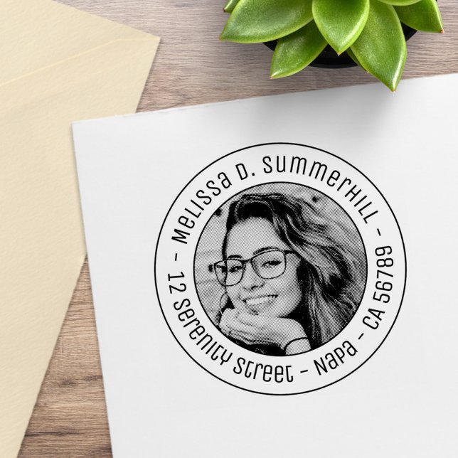 Custom Photo Round Address Rubber Stamp (Creator Uploaded)