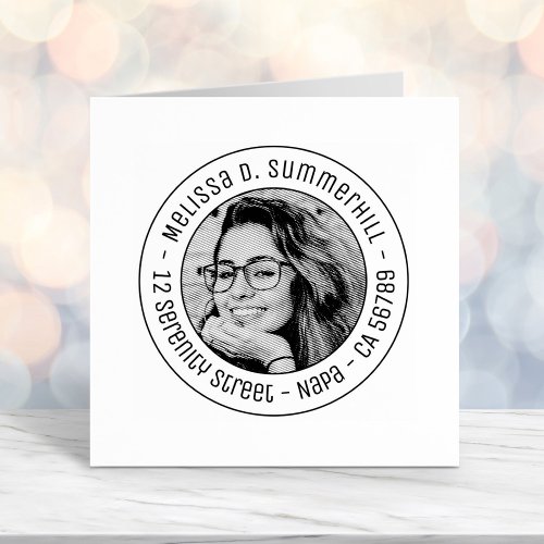 Custom Photo Round Address Self_inking Stamp