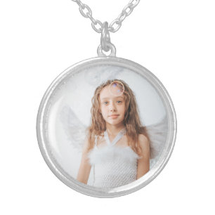 Custom photo Round Necklace, Silver Plated Necklace