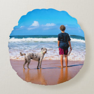 Custom Photo Round Pillow Your Pets Photos Gift