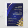 Custom Photo Royal Blue and Gold Wedding Invitation