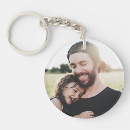 Custom Photo Rustic Best Dad Ever Keychain