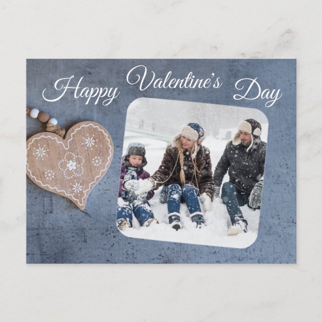 Custom Photo Rustic Country Happy Valentines Day Holiday Postcard (Front)