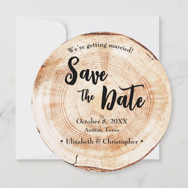 Custom Photo Rustic Wedding Save the date circle Invitation (Front)