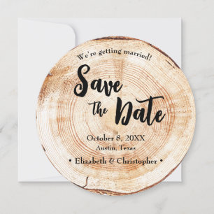 Custom Photo Rustic Wedding Save the date circle Invitation