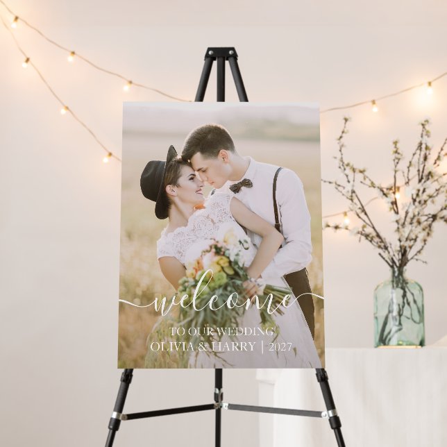 Custom Photo Rustic Wedding Welcome Foam Board (In Situ (Stand))