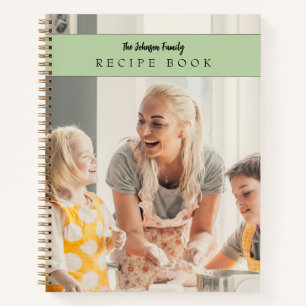 Custom Photo Sage Green Family Recipe Book